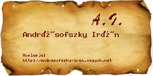 Andrásofszky Irén névjegykártya